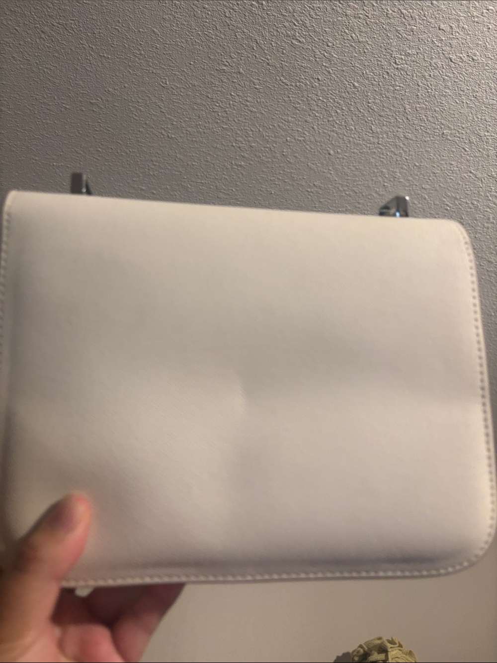 Structured Cream Crossbody Bag with Silver H Accent - Picture 2 of 12